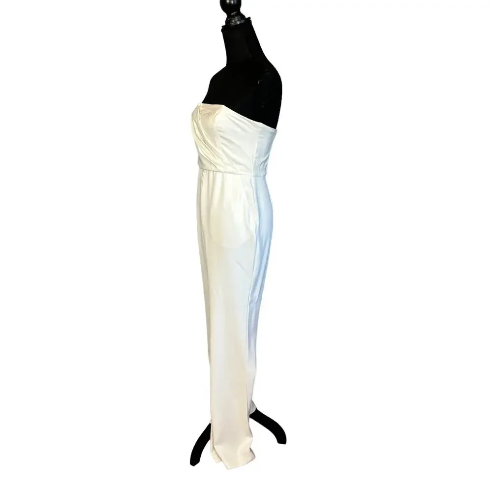NBD White Strapless Jumpsuit SMALL Wide Leg Bustier Cocktail Designer $238 NEW - Picture 5 of 8